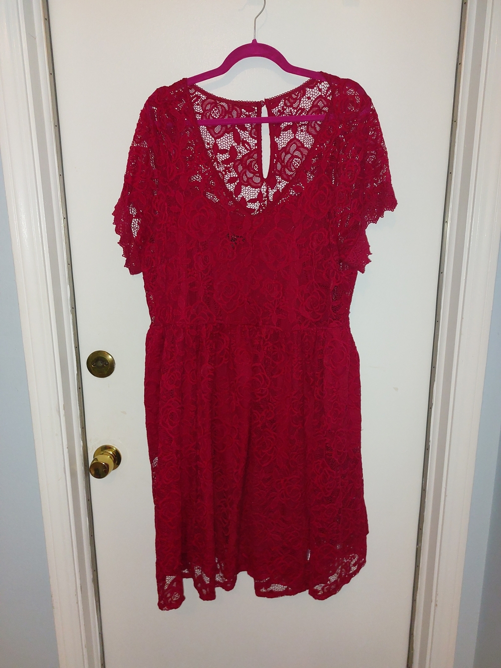 torrid Red Lace V-Neck Fit-and-Flare Dress